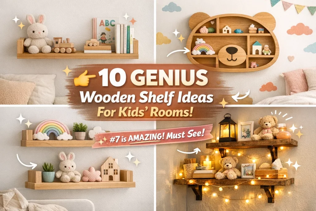 Wooden Wall Shelf for Kids Bedroom Ideas