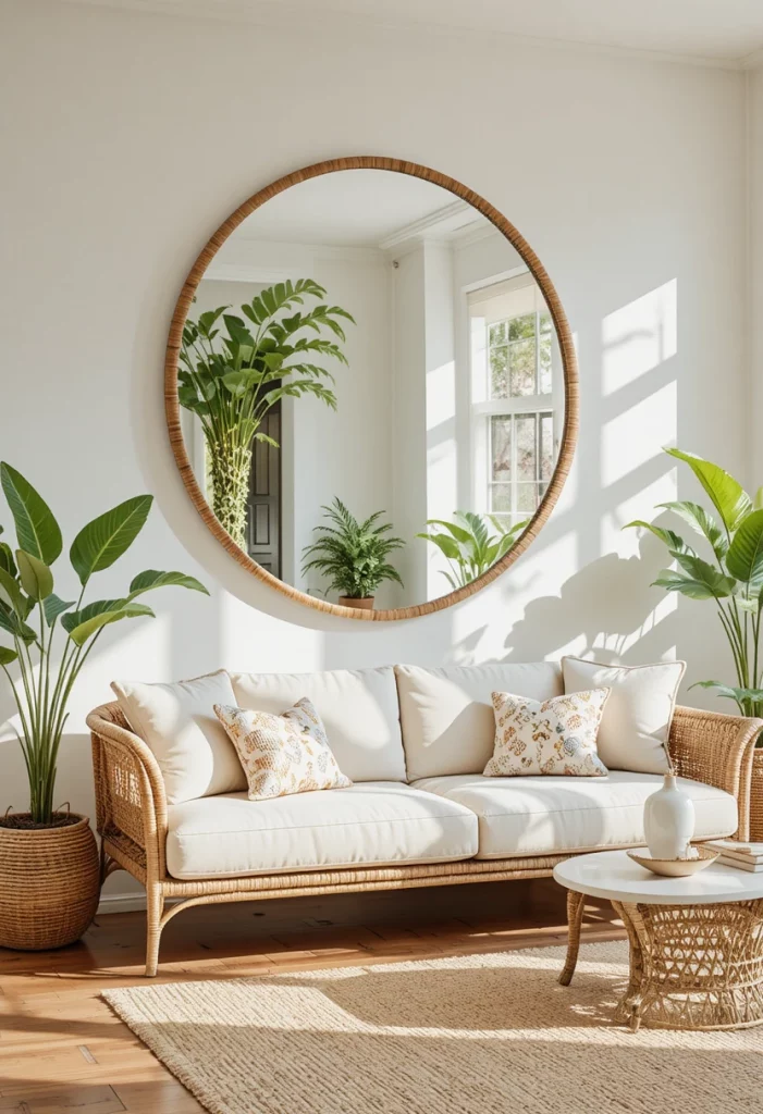 Hang a Large Round Mirror to Bounce Light