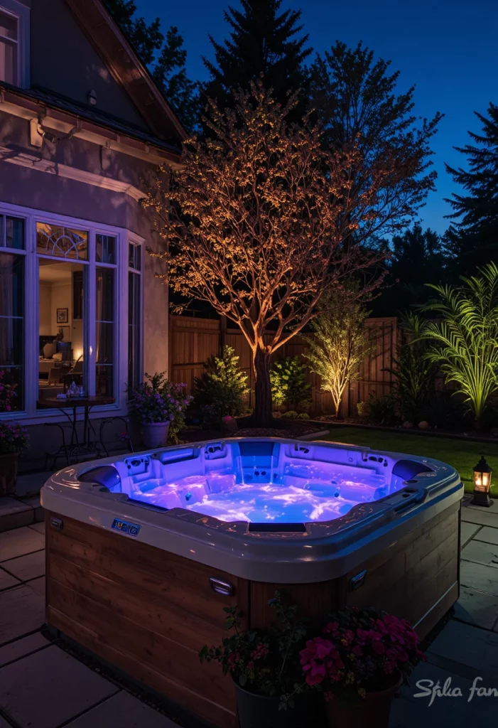 LED Lighting Outdoor Jacuzzi Setup