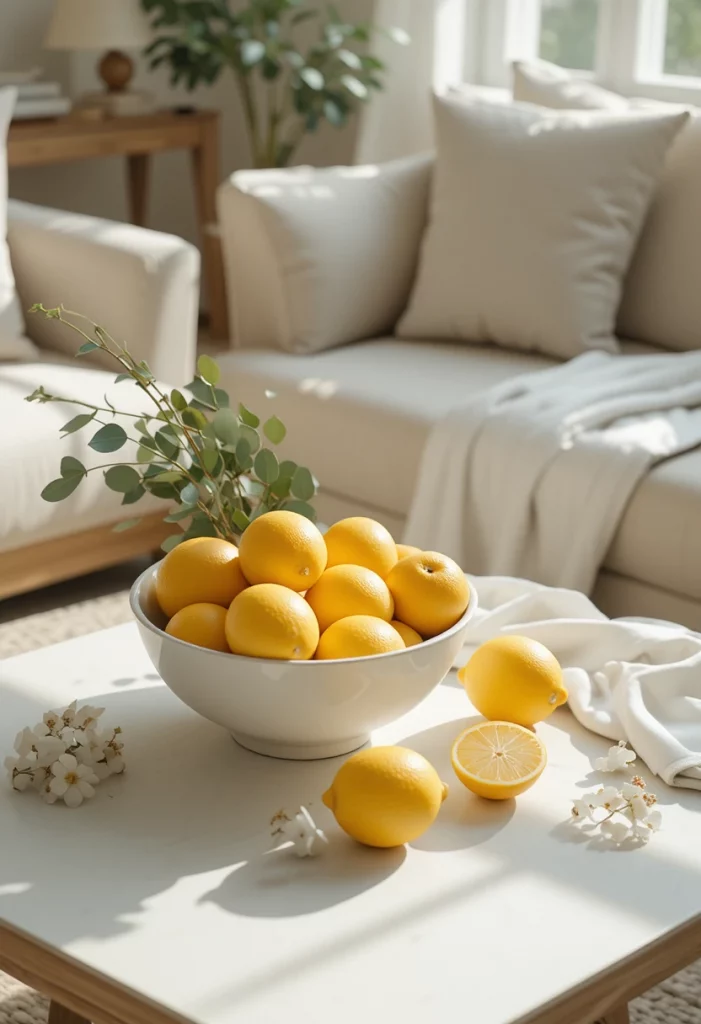Lemons or Citrus in a Bowl as Decor