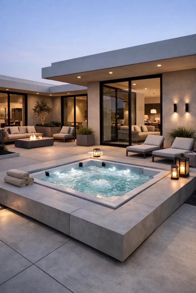 Modern Minimalist Outdoor Jacuzzi Design