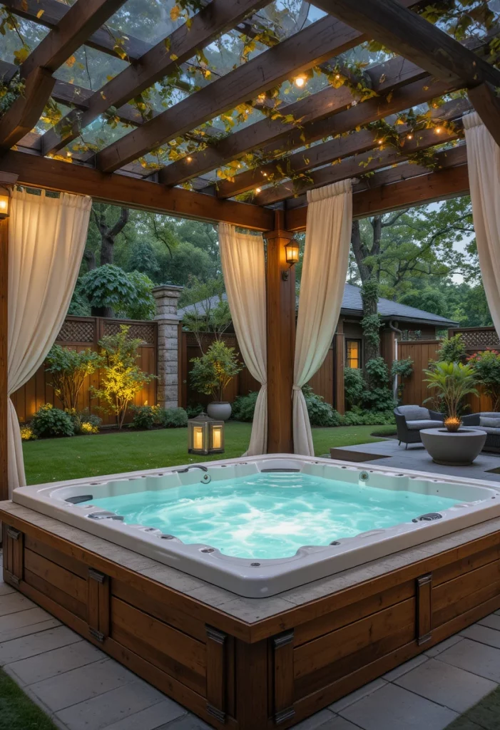 Pergola Covered Outdoor Jacuzzi