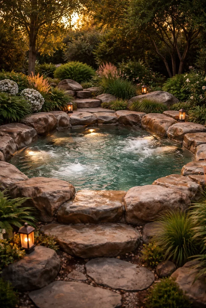 Stone Surround Natural Jacuzzi Design