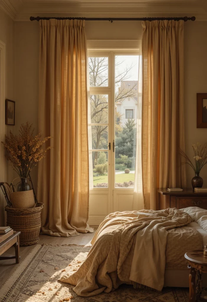Dress Windows with Linen or Sheer Curtains in Earthy Tones