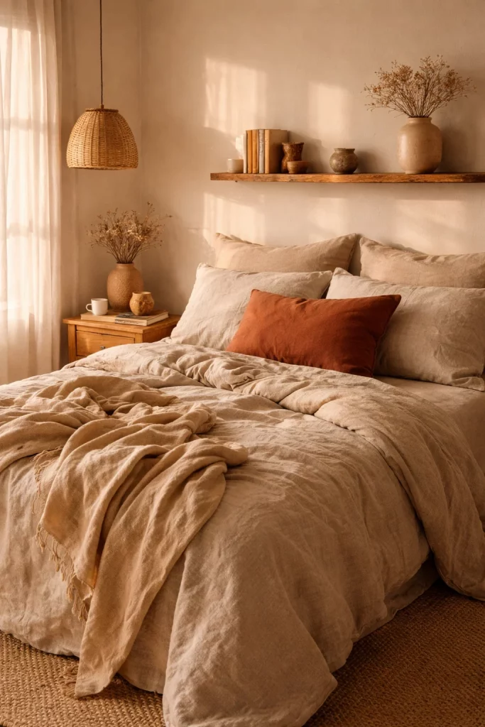 Layer Warm Linen Bedding in Earthy Tones