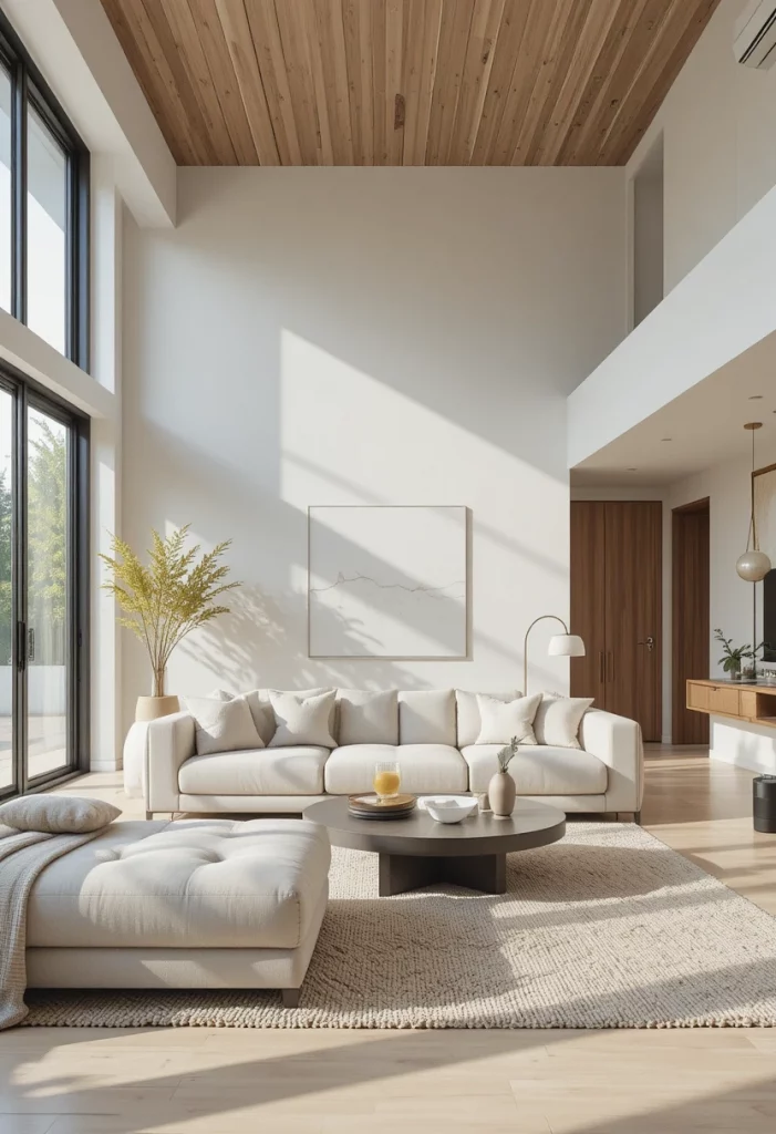 Minimalist aesthetic living room with clean space and modern clutter-free design