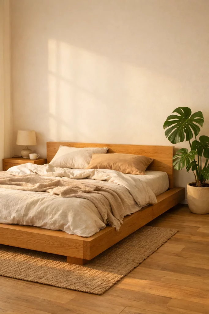 Minimalist Earthy Bedroom with Clean, Warm Lines