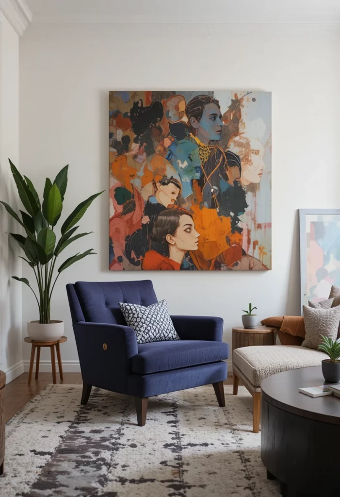 Aesthetic living room with bold statement furniture piece and modern decor